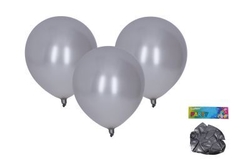 Balónek nafukovací 30cm - sada 10ks, metalický stříbrný 009940