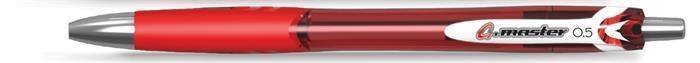 Gelové pero "G. master", červená, 0,5 mm, stiskací mechanismus, FLEXOFFICE