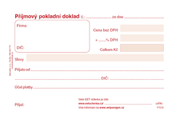 Příjmový pokladní doklad A6 - samopropisující nečíslovaný  PT020