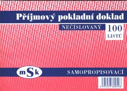 Přijmový pokladní doklad A6 propisující nečíslovaný mSk 49