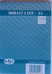 Dodací list A5   MSK 10