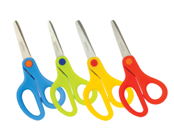 Spoko nůžky školní, 13 cm, kulatá špička, asymetrické, mix barev S05339