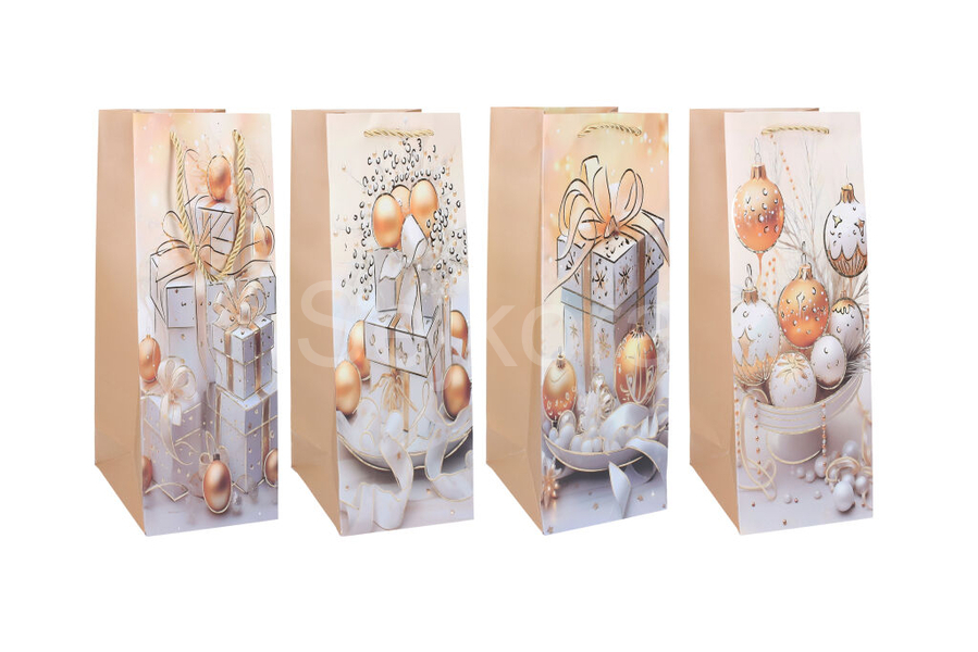 Dárková taška na láhev M 12x35x9 cm VÁNOCE 055064